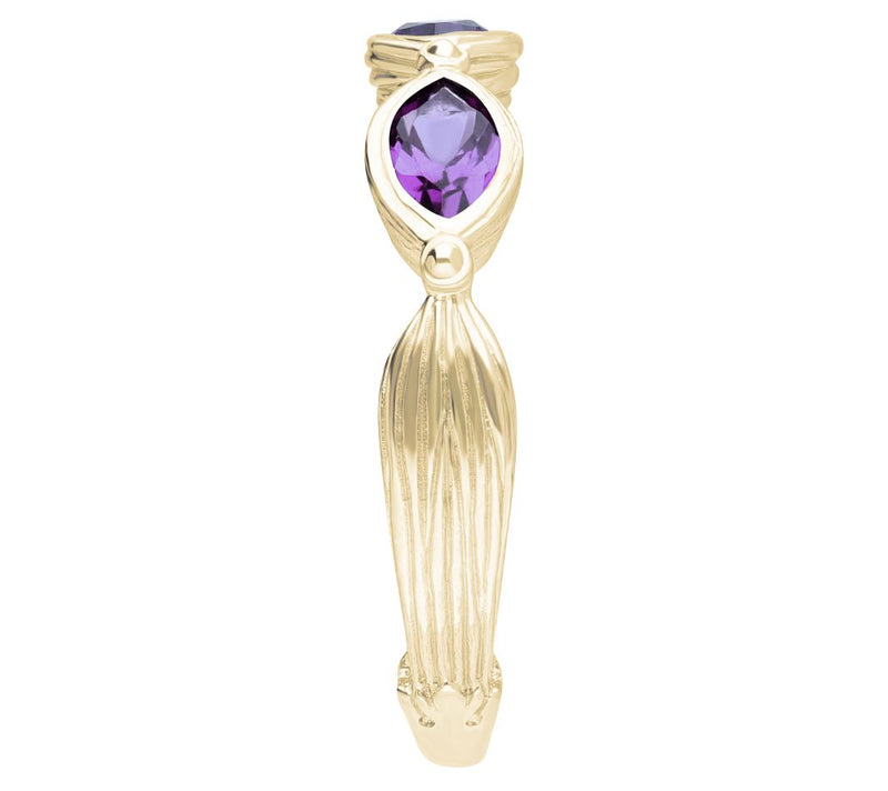 Ariva 14K Gold Clad Three Stone Amethyst Ring — View 3