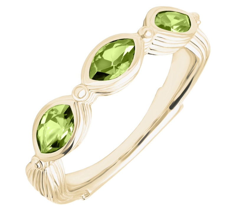 Ariva 14K Gold Clad Three Stone Peridot Ring — Main view