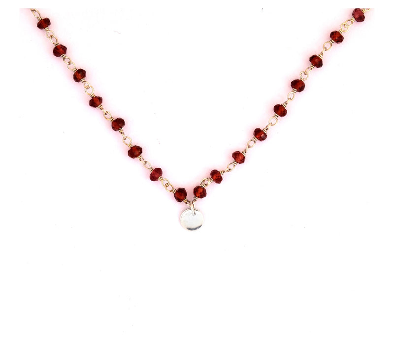 Sterling Silver Garnet Beaded Endless Necklace — View 3