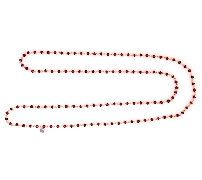 Sterling Silver Garnet Beaded Endless Necklace — View 4
