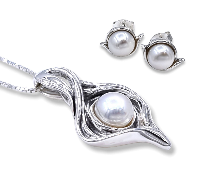 Hagit Sterling Mermaid Cultured Pearl Necklac e& Earring Set — View 6