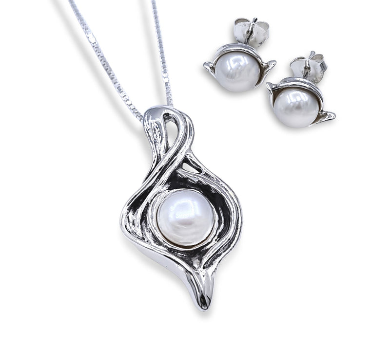 Hagit Sterling Mermaid Cultured Pearl Necklac e& Earring Set — View 5