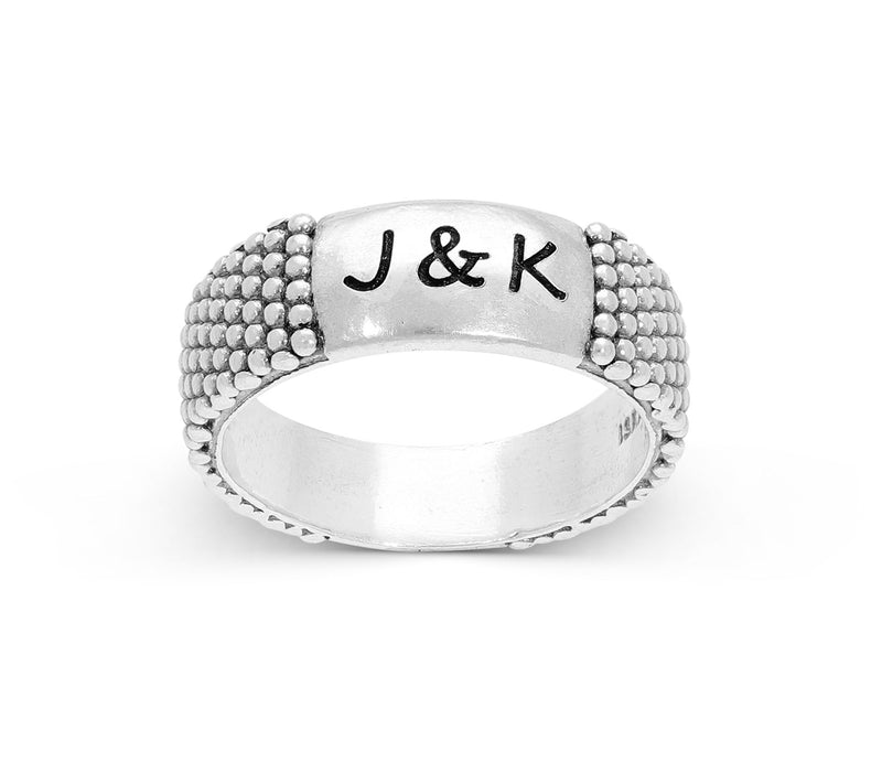Or Paz Sterling Silver Personalized Beaded B and Ring — Main view