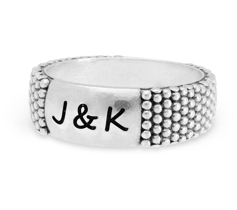 Or Paz Sterling Silver Personalized Beaded B and Ring — View 3