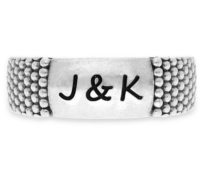 Or Paz Sterling Silver Personalized Beaded B and Ring — View 4