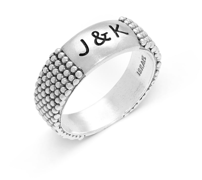 Or Paz Sterling Silver Personalized Beaded B and Ring — View 2