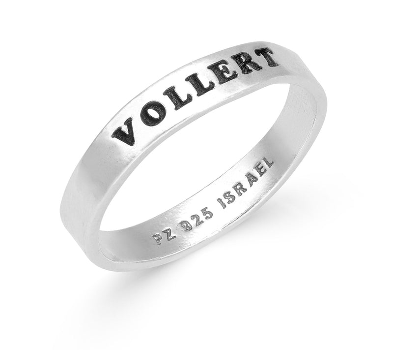 Or Paz Sterling Silver Personalized Hammered Band Ring — View 3