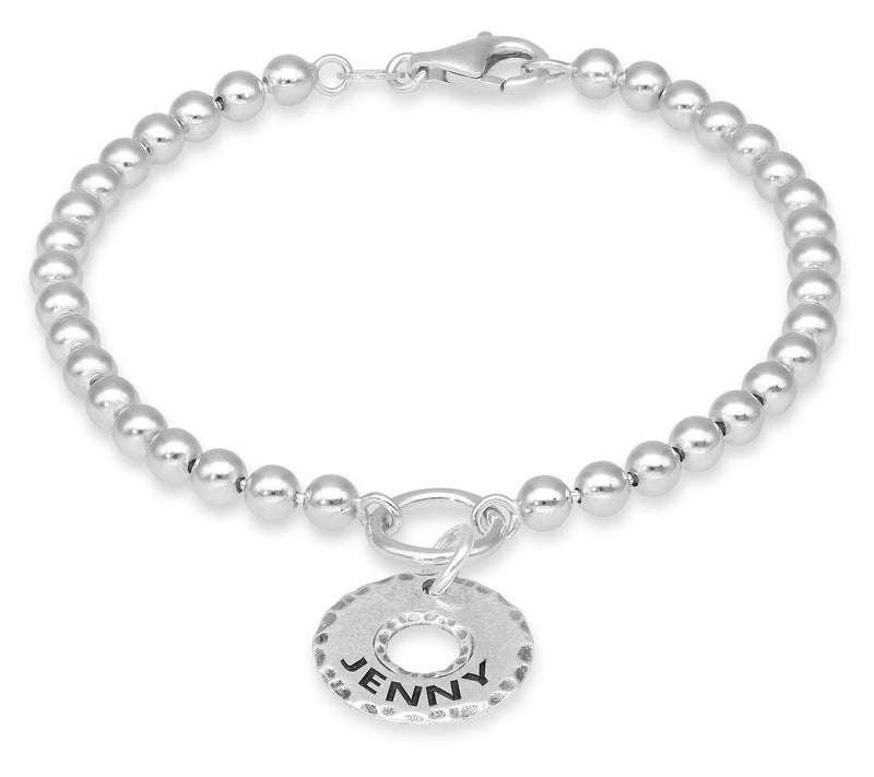 Or Paz Sterling Silver Personalized Charm Beaded Bracelet — View 2