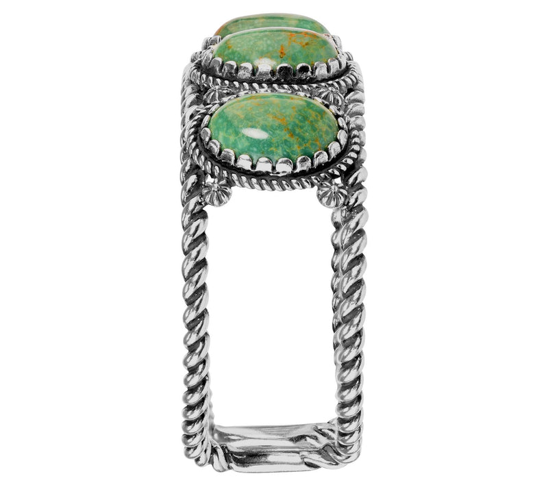 American West Sterling Silver Green Turquoise Cuff — View 7