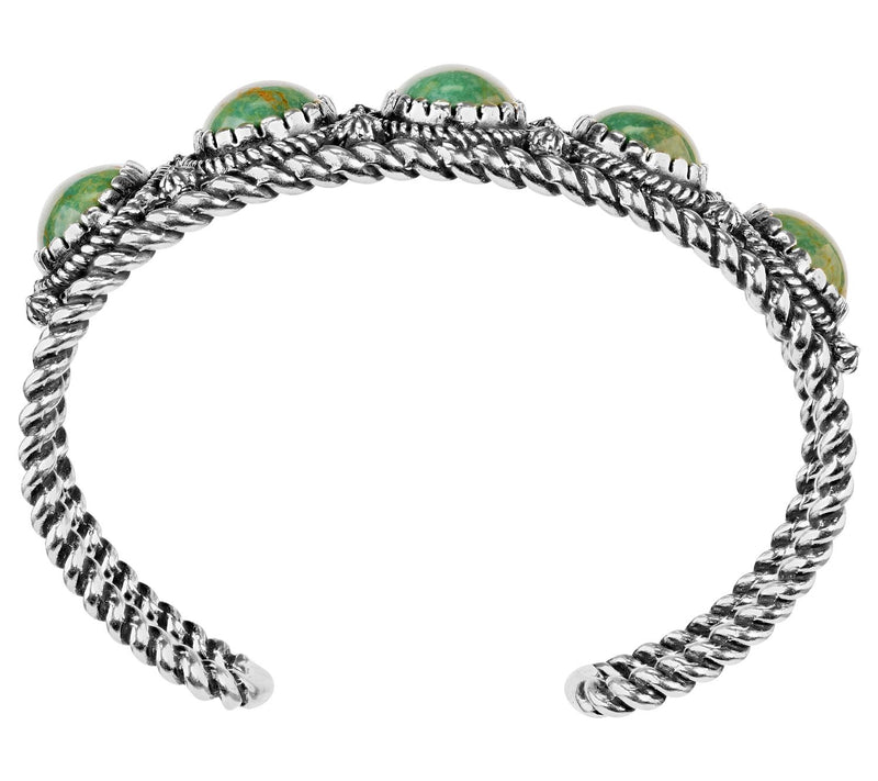 American West Sterling Silver Green Turquoise Cuff — View 6