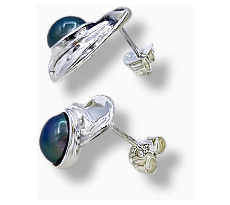 Hagit Sterling Silver Mermaid Cultured Pearl Stud Earrings — View 6