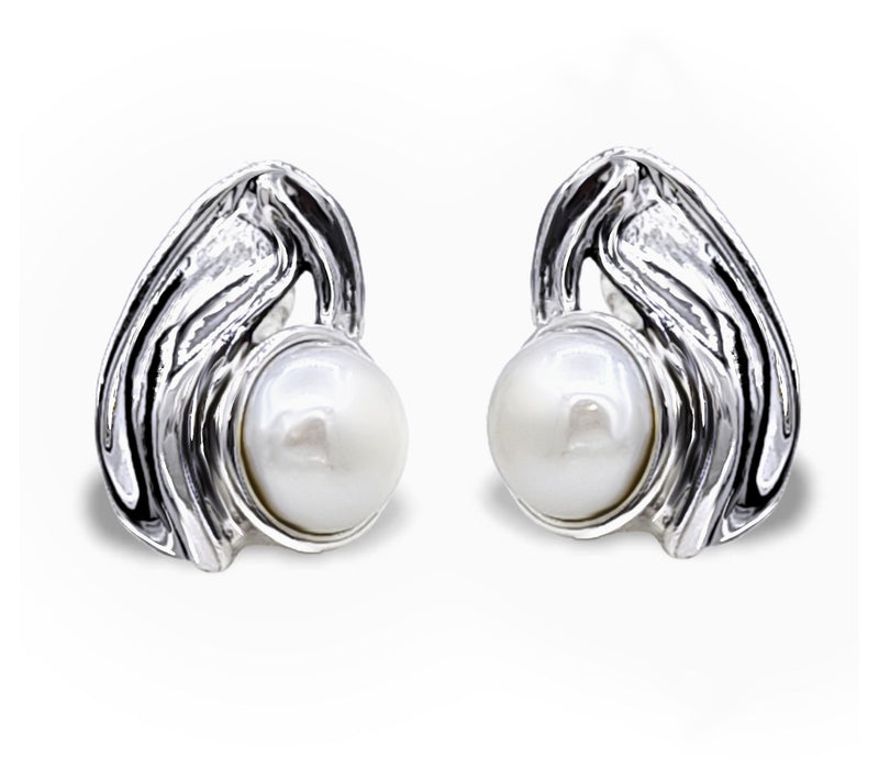 Hagit Sterling Silver Mermaid Cultured Pearl Stud Earrings — View 5