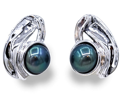Hagit Sterling Silver Mermaid Cultured Pearl Stud Earrings