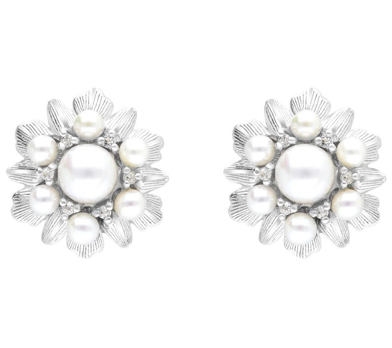 Ariva Sterling Silver Cultured Pearl & White Topaz Earrings — Main view