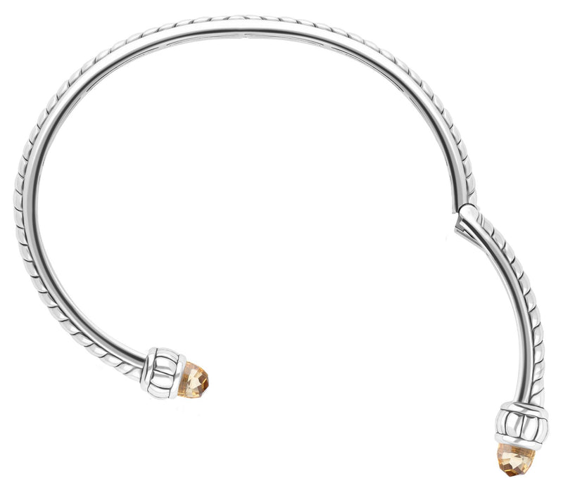 Tiffany Kay Studio Sterling Silver Herringbone Citrine Cuff — View 4