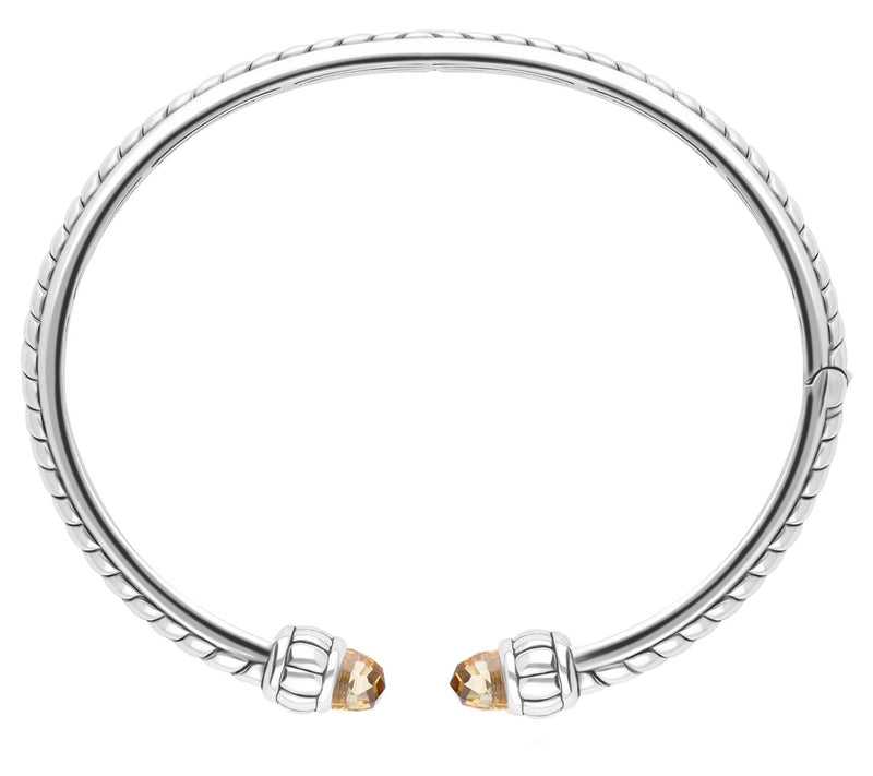 Tiffany Kay Studio Sterling Silver Herringbone Citrine Cuff — View 3