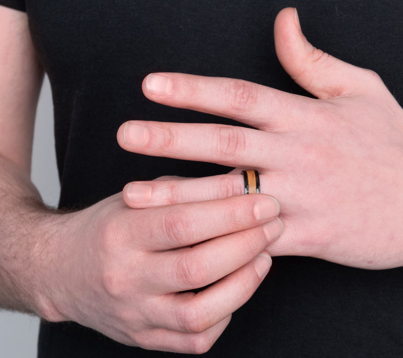 Verve Men's Jewelry Black Stainless Steel & Woo d Ring — View 2