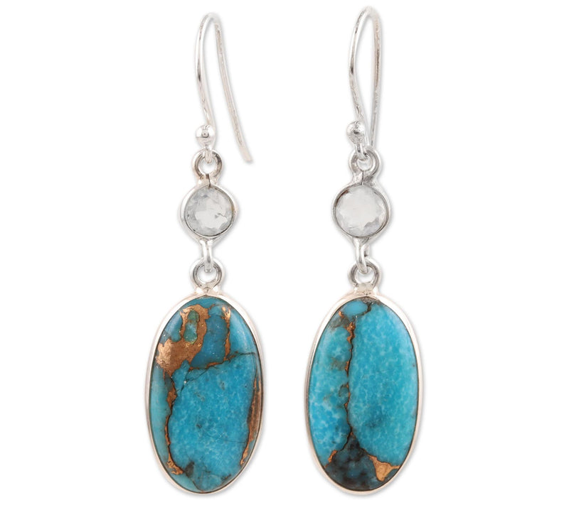 Novica Artisan Crafted Sterling Moonstone Dangle Earrings — View 3