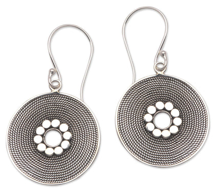 Novica Artisan Crafted Sterling Silver Disc Earrings