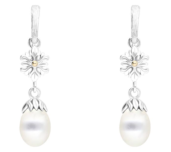 Ariva Sterling Silver & 18K Gold Cultured Pearl Drop Earrings — View 3