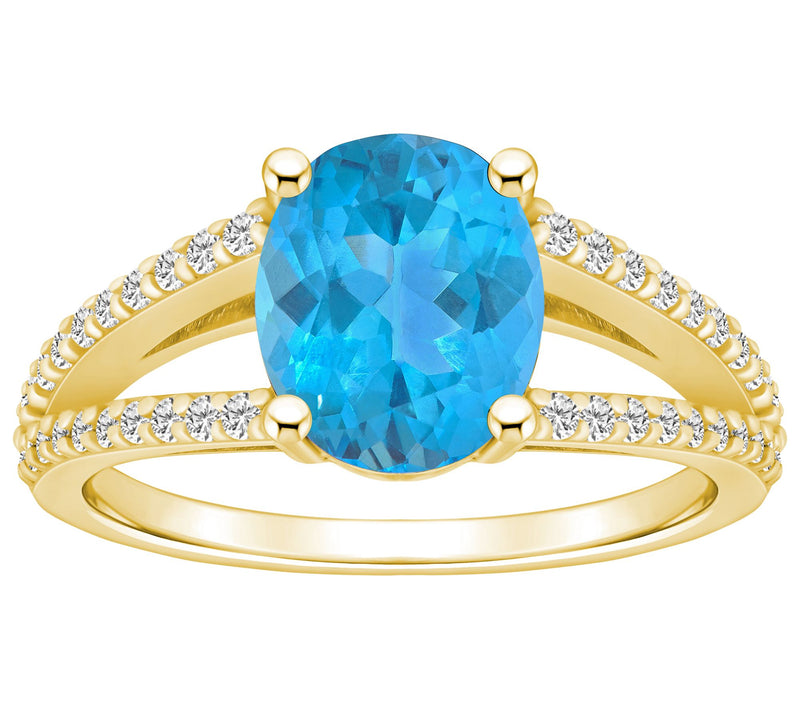Affinity Gems 14K Gold Oval Gemstone 0.30 cttw Diamond Ring — View 5