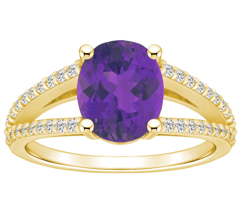 Affinity Gems 14K Gold Oval Gemstone 0.30 cttw Diamond Ring — Main view