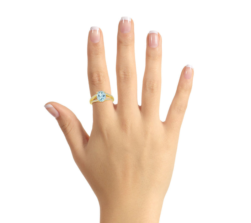 Affinity Gems 2.45cttw Aquamarine & 0.30cttw Diamond Ring, 14K — View 8