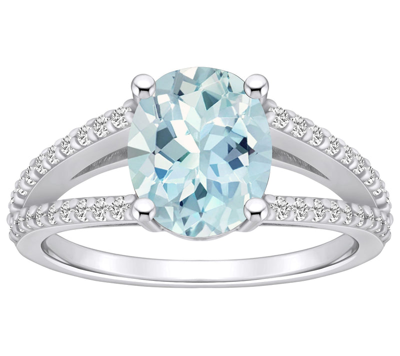 Affinity Gems 2.45cttw Aquamarine & 0.30cttw Diamond Ring, 14K — Main view