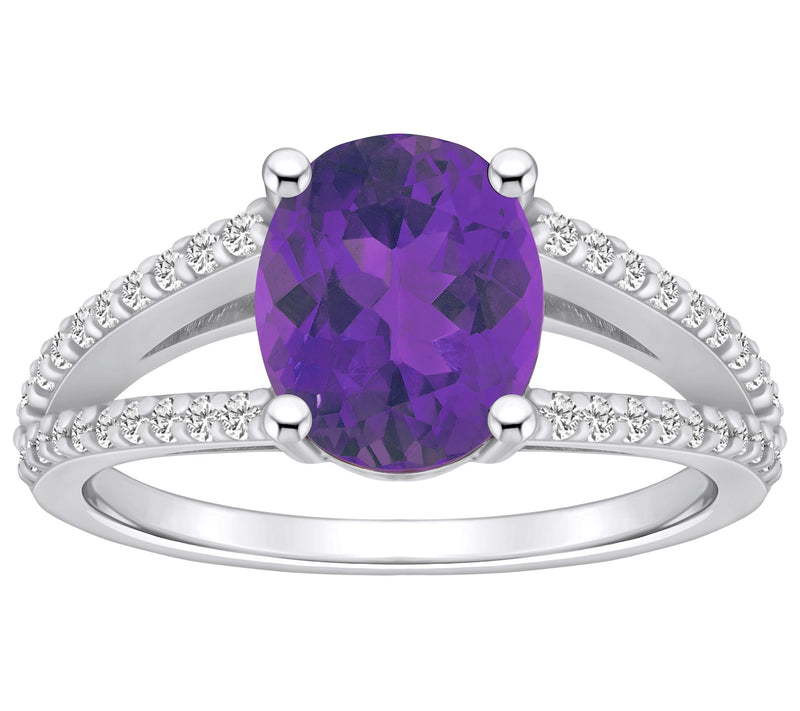 Affinity Gems Oval Gemstone & Diamond Ring, 14KWhite Gold — View 3