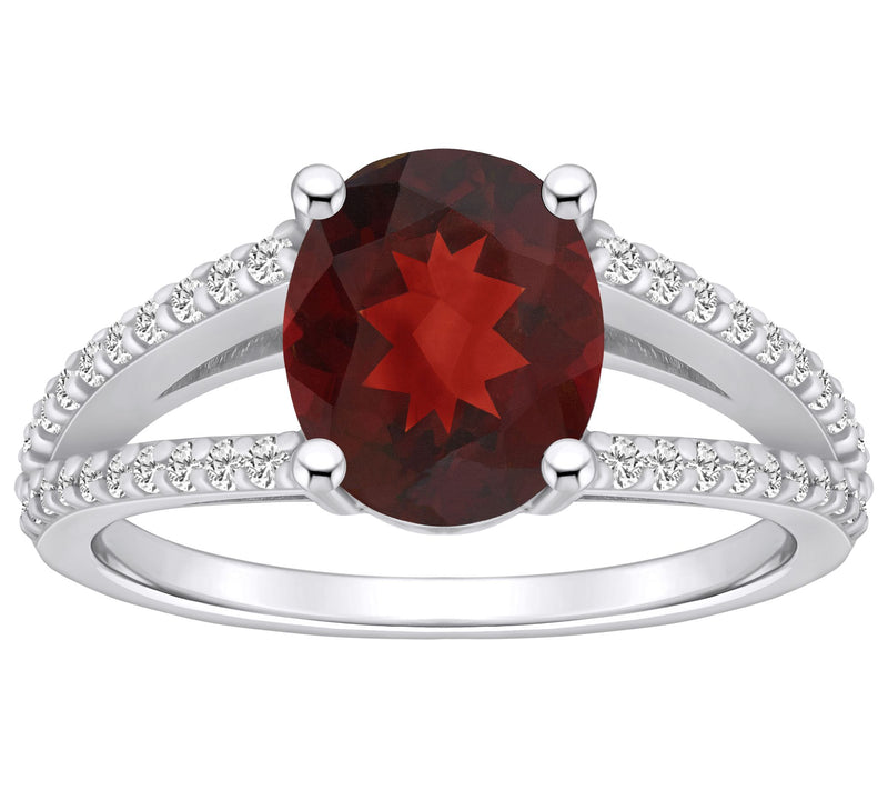 Affinity Gems Oval Gemstone & Diamond Ring, 14KWhite Gold — View 9