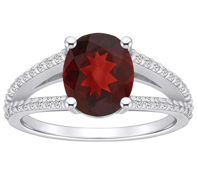 Affinity Gems Oval Gemstone & Diamond Ring, 14KWhite Gold — Main view