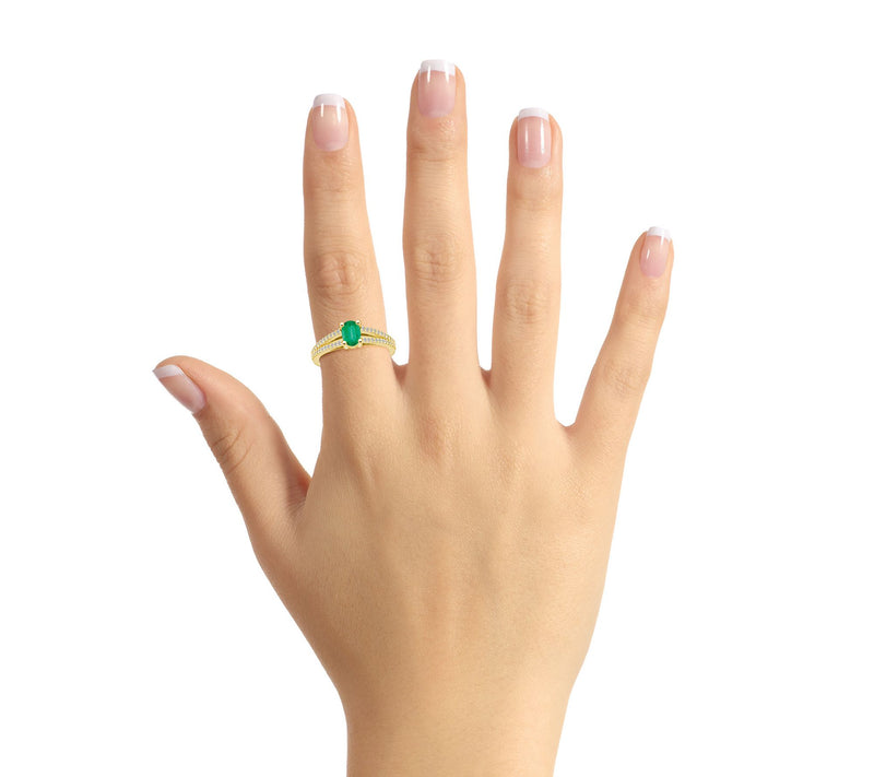 Affinity Gems 14K Gold Oval Gemstone 0.20 cttw Diamond Ring — View 10