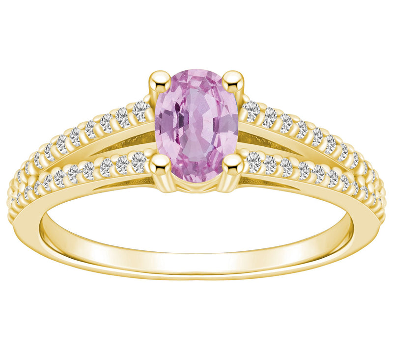 Affinity Gems 14K Gold Oval Gemstone 0.20 cttw Diamond Ring — View 5