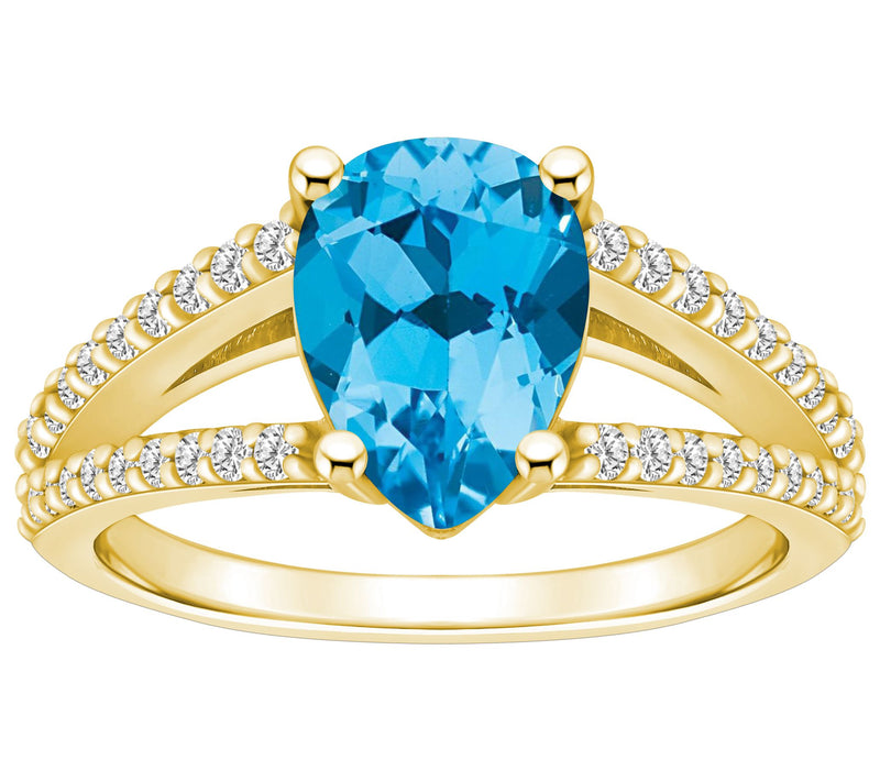Affinity Gems Pear Gemstone & 0.30 cttw Diamond Ring, 14K Gold — View 5