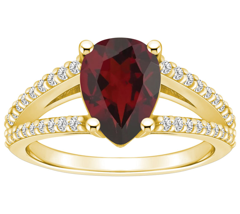 Affinity Gems Pear Gemstone & 0.30 cttw Diamond Ring, 14K Gold — View 9