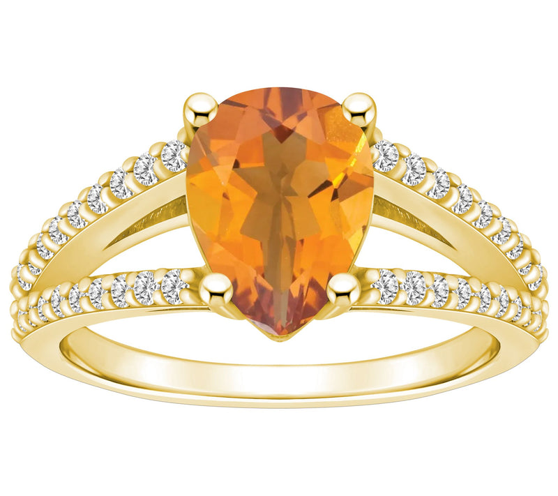 Affinity Gems Pear Gemstone & 0.30 cttw Diamond Ring, 14K Gold — View 7