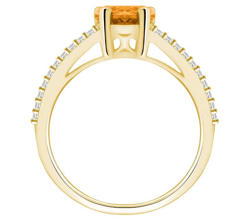 Affinity Gems Pear Gemstone & 0.30 cttw Diamond Ring, 14K Gold — View 10