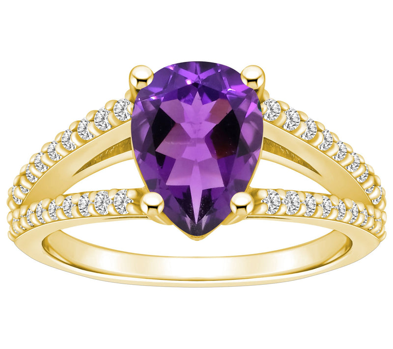 Affinity Gems Pear Gemstone & 0.30 cttw Diamond Ring, 14K Gold — Main view