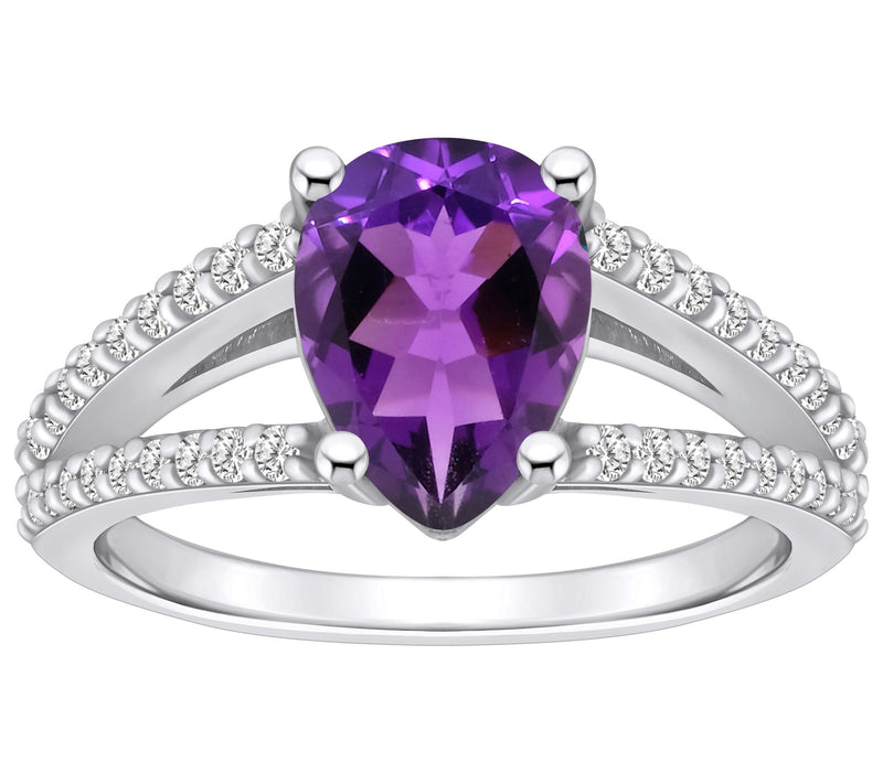 Affinity Gems Pear Gemstone & 0.30 cttw DiamondRing, 14K — View 3