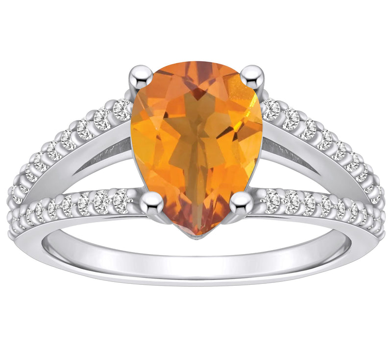 Affinity Gems Pear Gemstone & 0.30 cttw DiamondRing, 14K — View 7