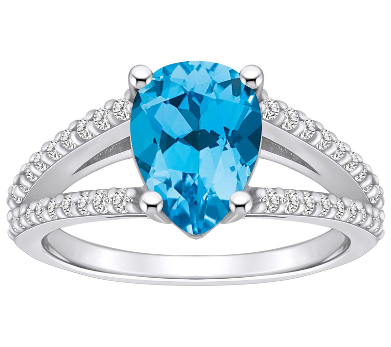 Affinity Gems Pear Gemstone & 0.30 cttw DiamondRing, 14K — Main view