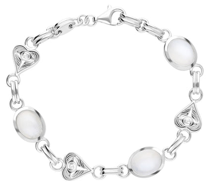 Goddaughters Sterling Multi-Gemstone Heart Link Bracelet