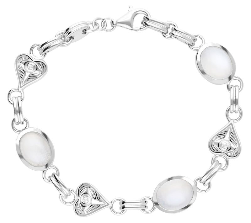 Goddaughters Sterling Multi-Gemstone Heart Link Bracelet — Main view
