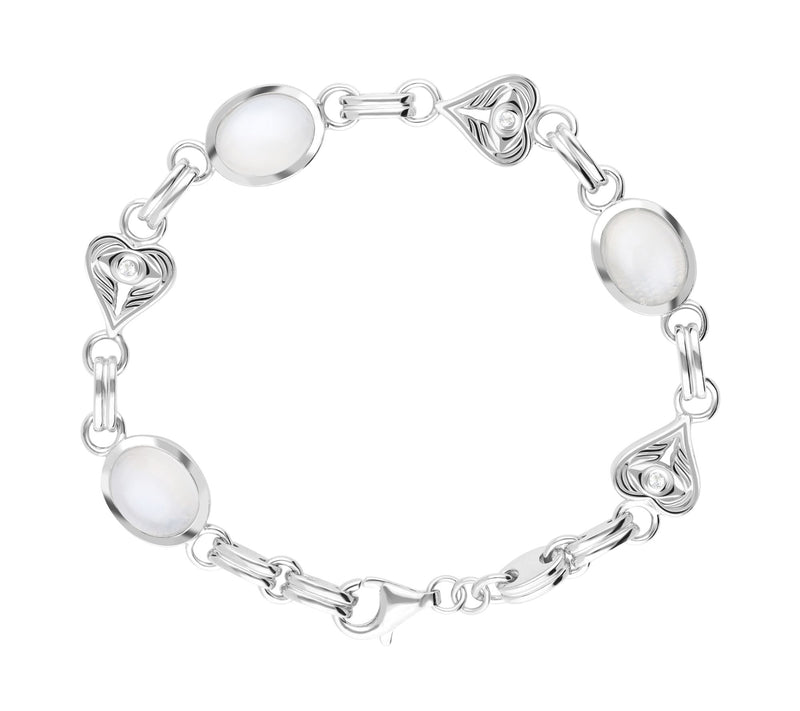 Goddaughters Sterling Multi-Gemstone Heart Link Bracelet — View 2