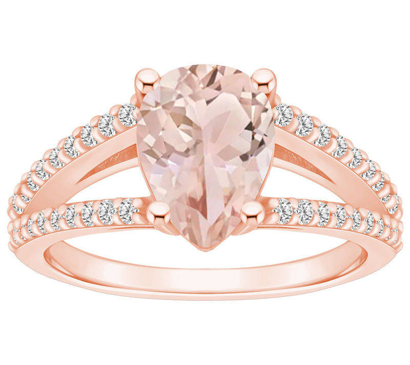 Affinity Gems Morganite & 0.30 cttw Diamond Ring, 14K Gold — View 3