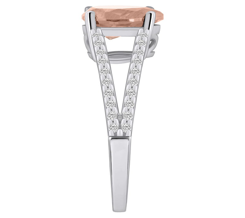 Affinity Gems Morganite & 0.30 cttw Diamond Ring, 14K Gold — View 9