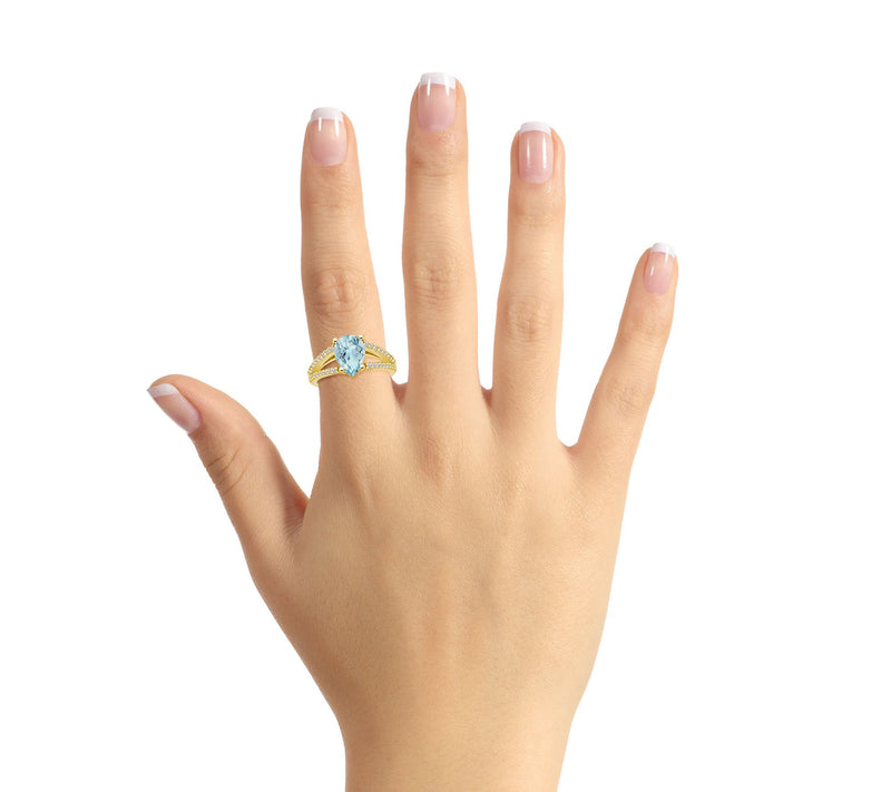 Affinity Gems Aquamarine & 0.30 cttw Diamond Ring, 14K Gold — View 7