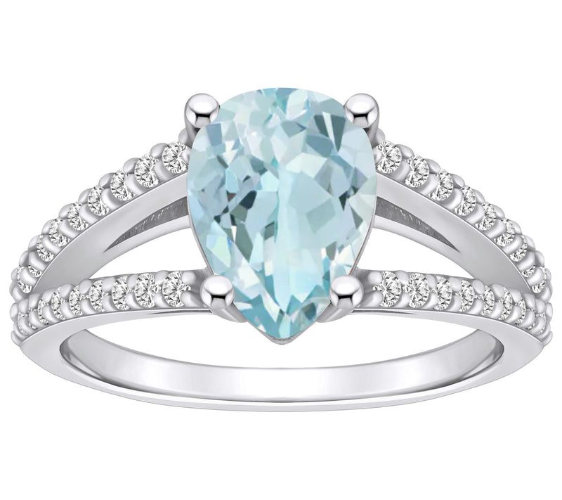 Affinity Gems Aquamarine & 0.30 cttw Diamond Ring, 14K Gold — View 3