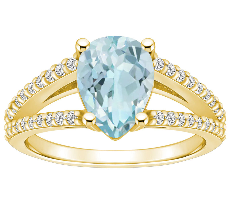 Affinity Gems Aquamarine & 0.30 cttw Diamond Ring, 14K Gold — View 5