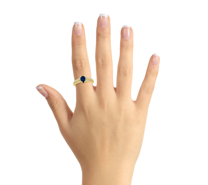Affinity Gems Pear Shaped Gemstone & Diamond Ring, 14K Gold — View 9